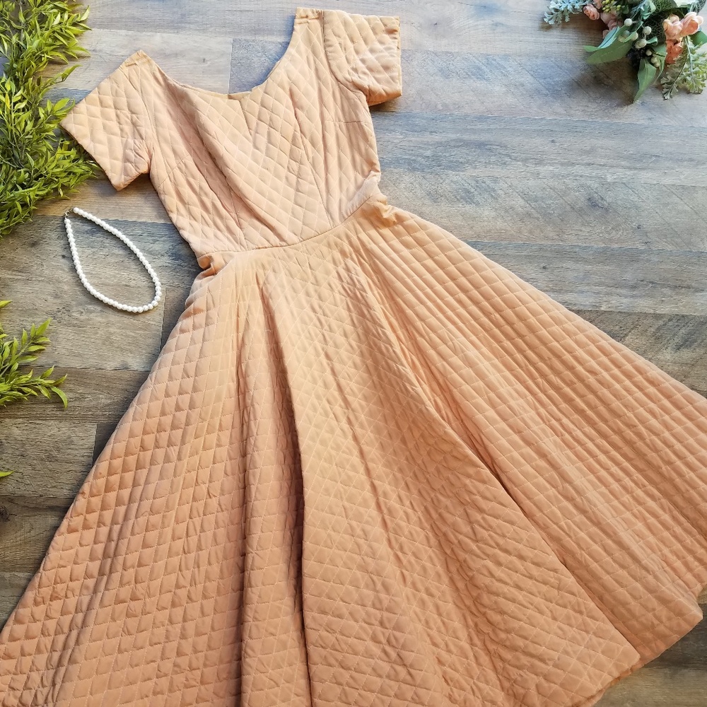 Vintage Quilted Peach Dress